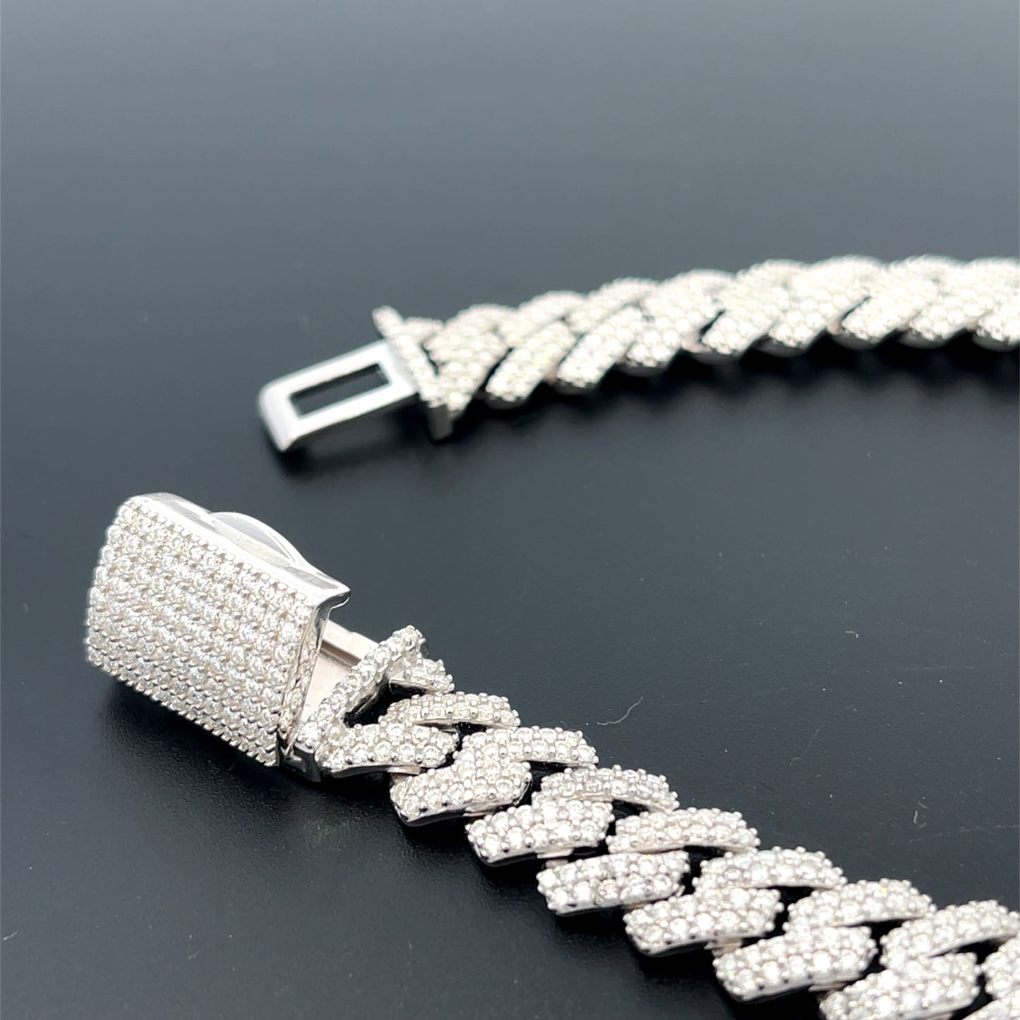 10 mm Moissanite Silver Cuban Chain & Bracelet