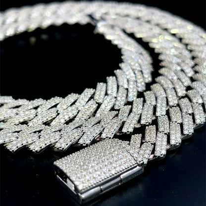 10 mm Moissanite Silver Cuban Chain & Bracelet