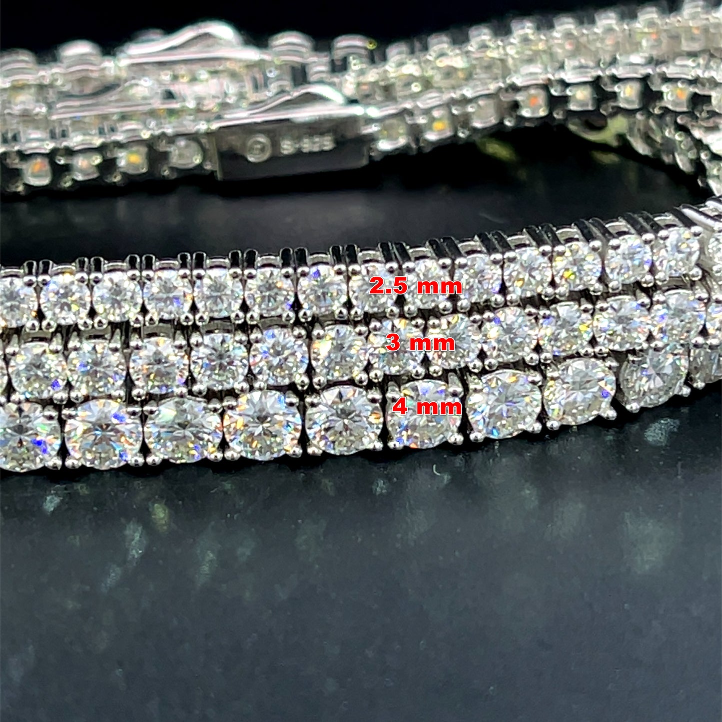 3mm Moissanite Spring Lock Tennis Silver Chain-NET/FINAL PRICE