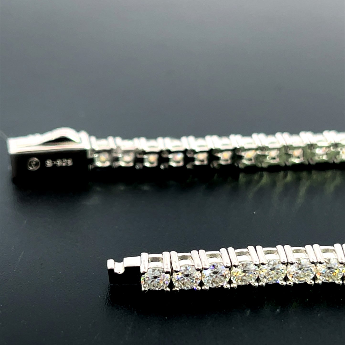 3mm Moissanite Spring Lock Tennis Silver Chain-NET/FINAL PRICE