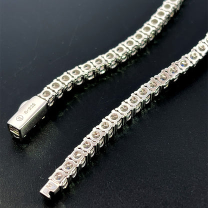 3mm Moissanite Spring Lock Tennis Silver Chain-NET/FINAL PRICE