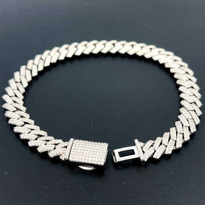 8 mm Moissanite Silver Cuban Chain & Bracelet