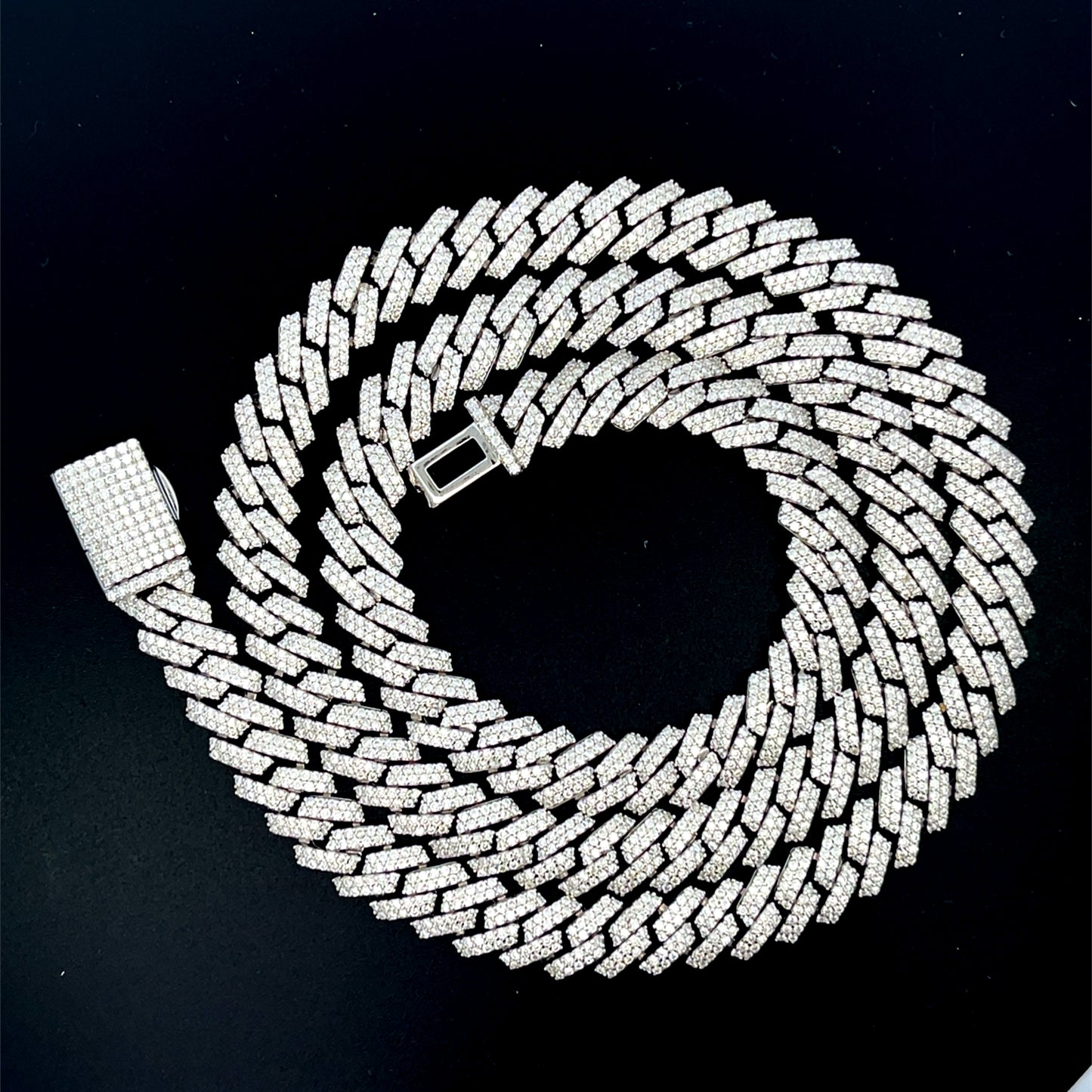 8 mm Moissanite Silver Cuban Chain & Bracelet