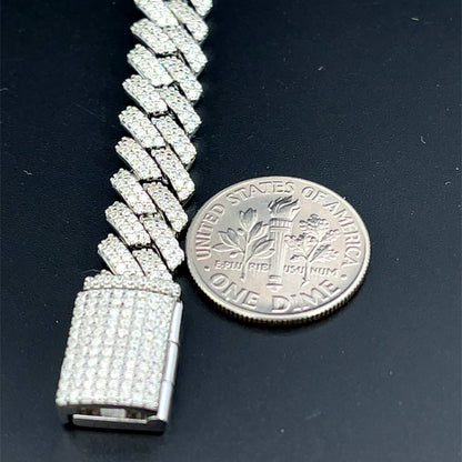 8 mm Moissanite Silver Cuban Chain & Bracelet