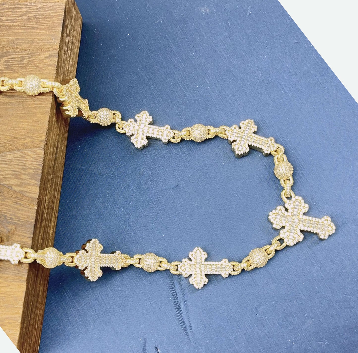 Brass Cross with Ball Bracelet and chain