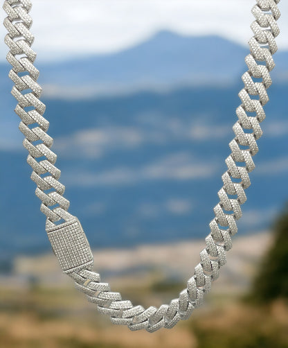 12mm Moissanite Silver Chain