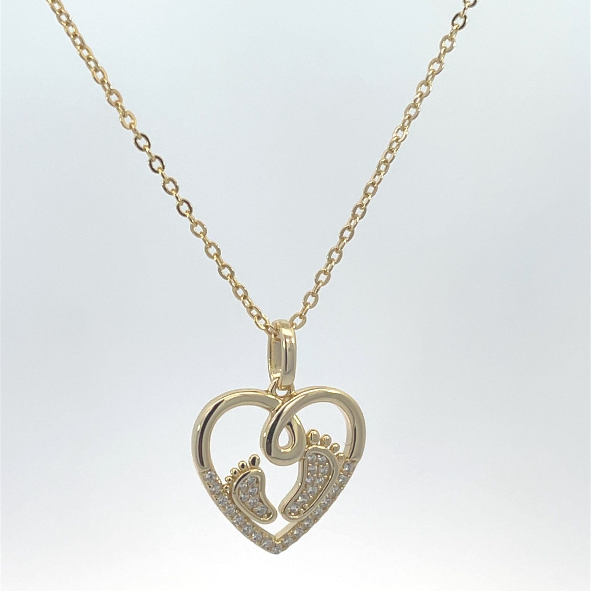 Baby Footprint Love Heart Necklace