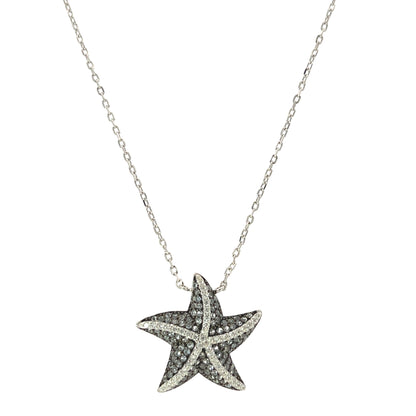 BLACK & WHITE CZ STARFISH NECKLACE