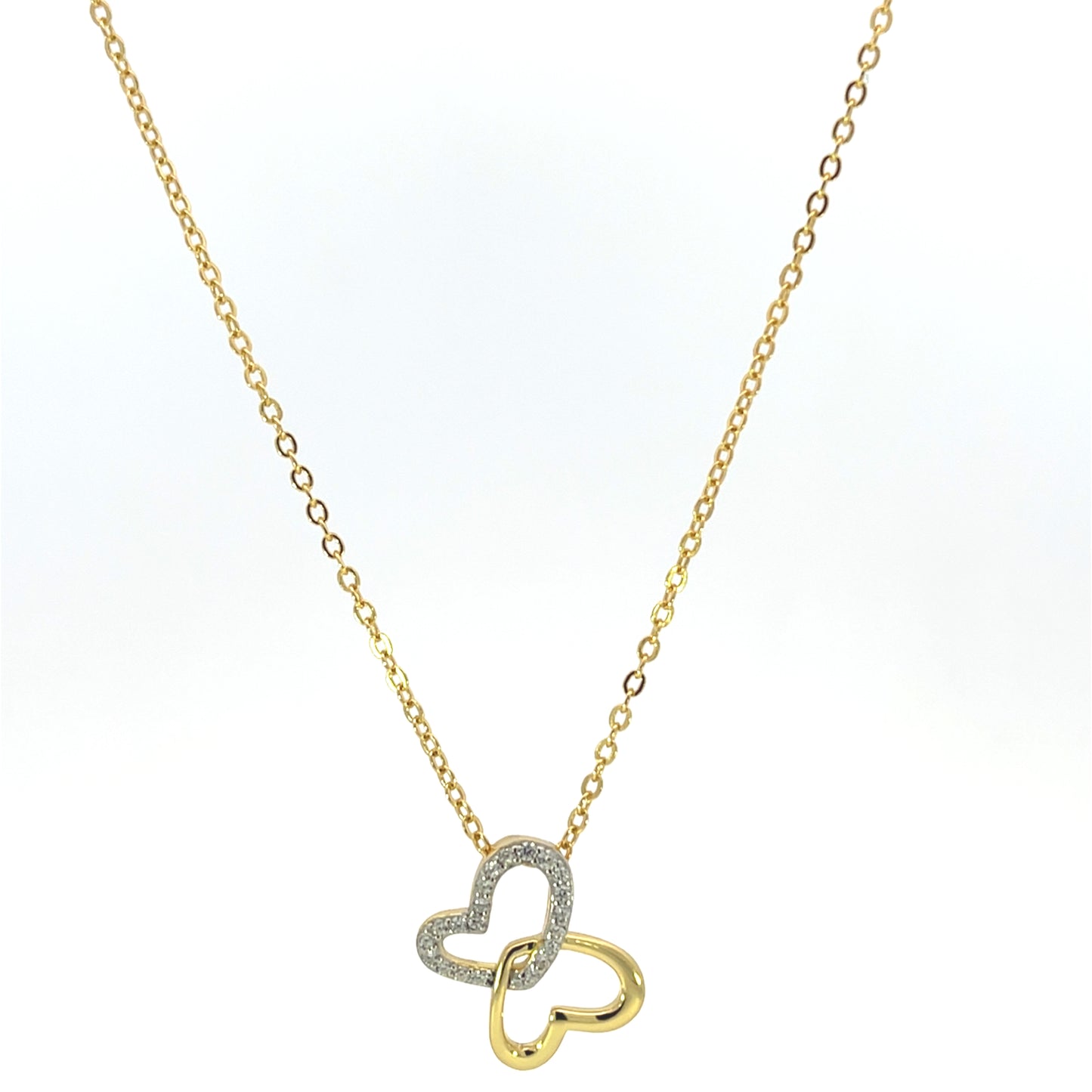 Double Heart CZ Necklace