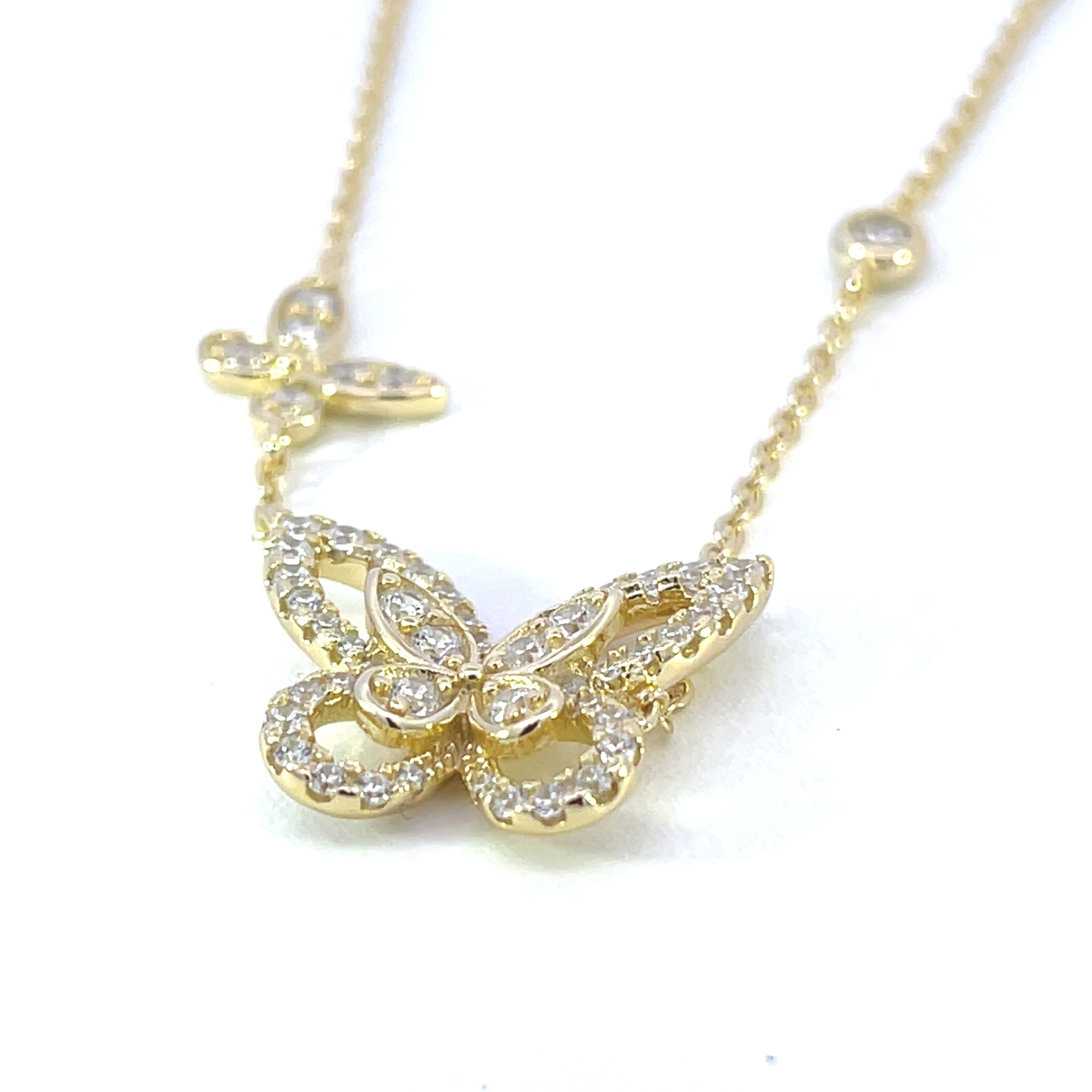 Double CZ Butterfly Necklace