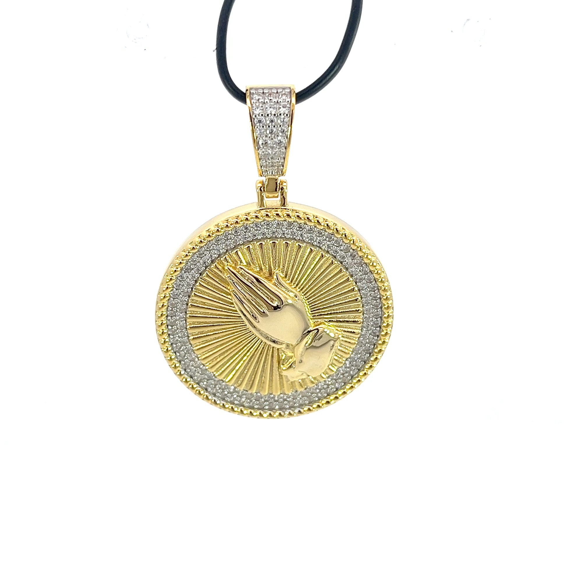 Praying Hands Medallion Necklace Charm