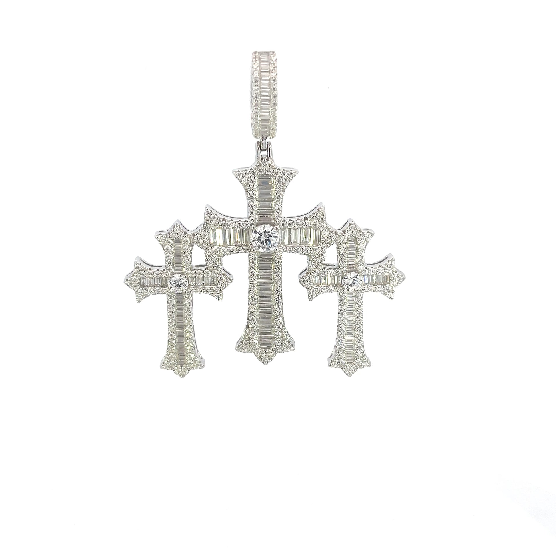 Triple CZ cross pendant