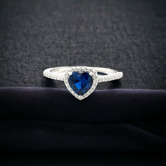 Sapphire or Blue Stone Heart Ring