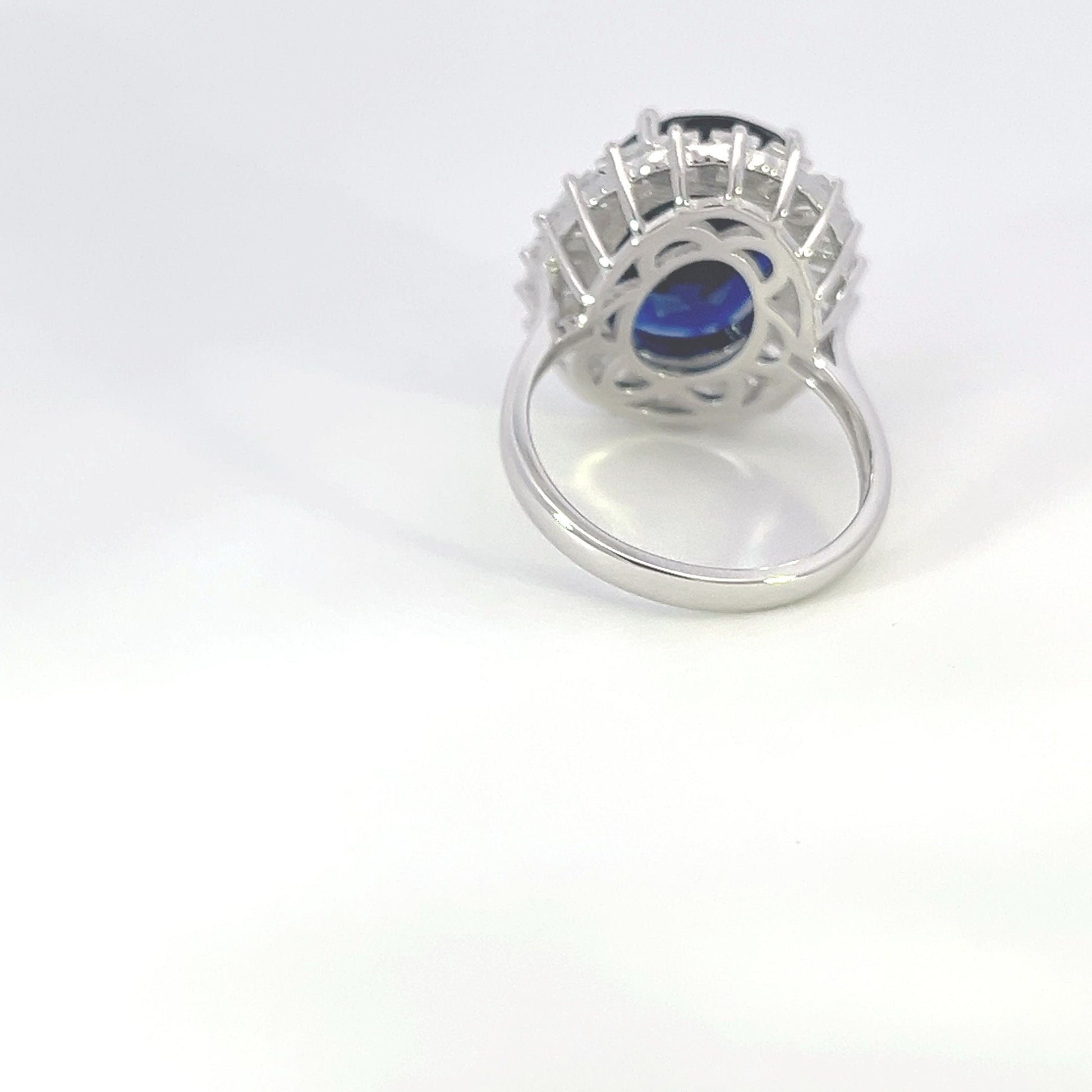 Navy Blue Sapphire Oval CZ Ring