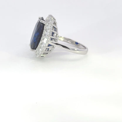 Navy Blue Sapphire Oval CZ Ring